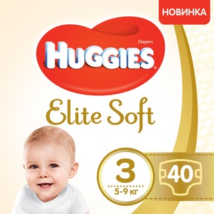 Підгузки Huggies Elite Soft Jumbo 3 5-9 кг 40 шт. фото