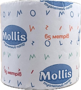 Туалетний папір MOLLIS 65 метрів (спайка) 8шт фото