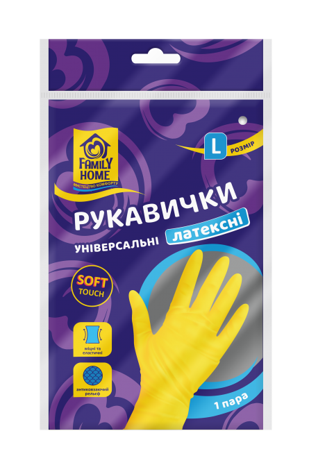 Рукавички господарські Family Home універсальні латексні L 1 шт. фото