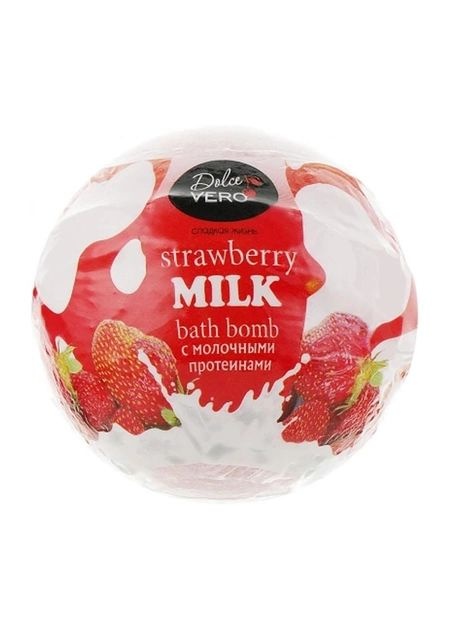 Бомбочка для ванни Dolce Vero Strawberry з протеїнами молока червона 75 г фото