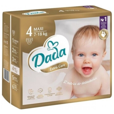 Підгузки дитячі DADA Extra Care GOLD (4) maxi 7-16 кг 33 шт фото