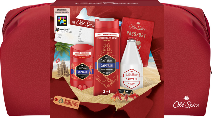 Подарочный набор Old Spice Traveller Captain: Гель для душа 3-в-1 250 мл + Твердый дезодорант 50 мл + Лосьон после бритья 100 мл + Косметичка фото