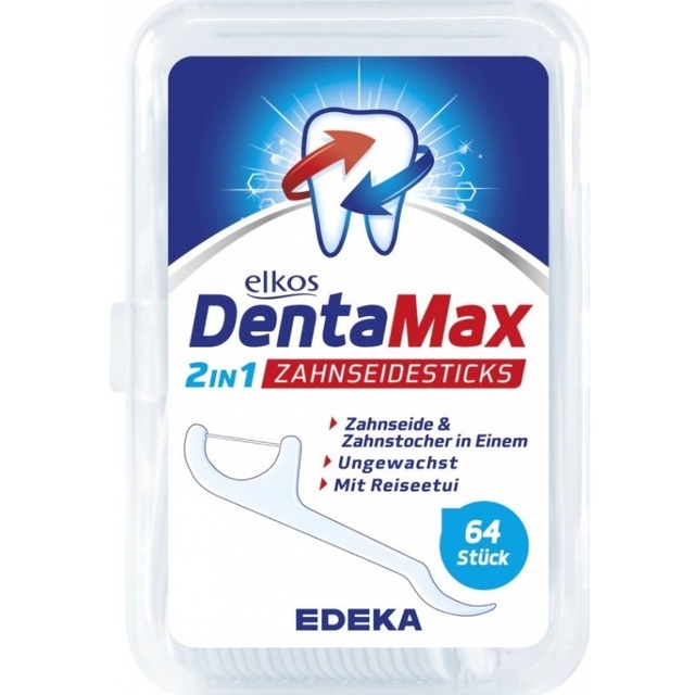 Зубна нитка Elkos DentaMax 2in1 Zahnseidesticks 64 шт фото