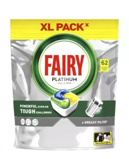 Капсулы для посудомоечной машины FAIRY PLATINUM ALL IN ONE с ароматом лимона, 62 шт. фото