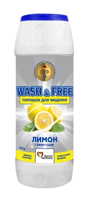 Засіб для чищення WASH&FREE Лимон з ефектом соди 400г фото
