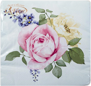 Салфетка декоративная La Fleur Цветочное трио 2 слоя 33х33см 16шт фото