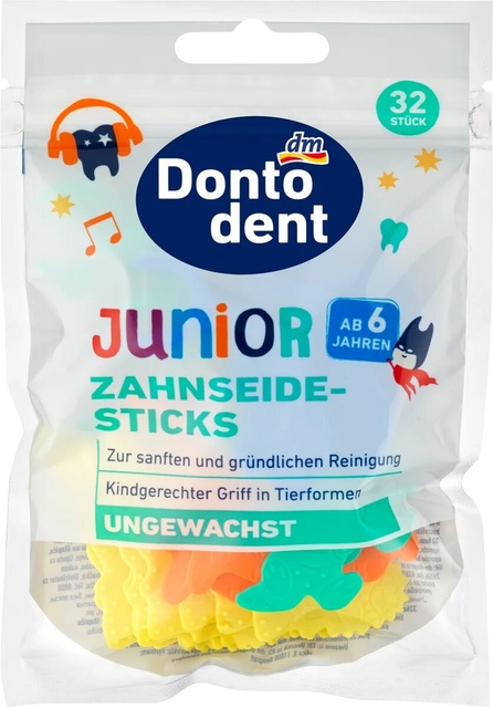 Зубні нитки Dontodent Юніор для дітей від 6 років, 32 шт фото
