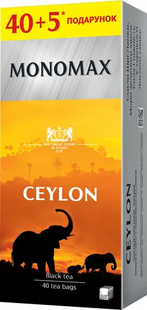 Чай Мономах Чорний Цейлон 40+5 Пакетів фото