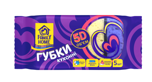 Губки кухонні універсальні FAMILY HOME "5D ОБ'ЄМ" 5 шт фото