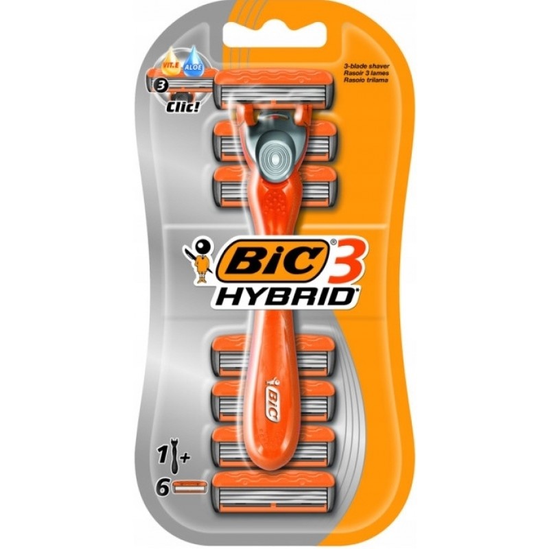 Бритва BIC 3 Hybrid з 6 змінними касетами фото