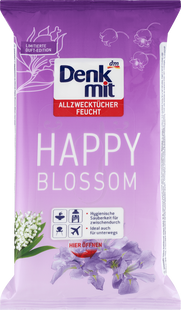 Серветки для прибирання вологі універсальні Denkmit Щасливе цвітіння, 50 шт. фото