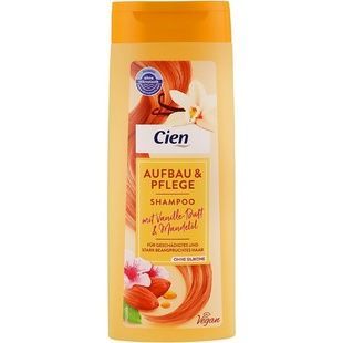 Шампунь для волос с запахом ванили и миндаля Cien Aufbau & Pflege Vanilla & Almonds Shampoo Vegan, 300 мл фото