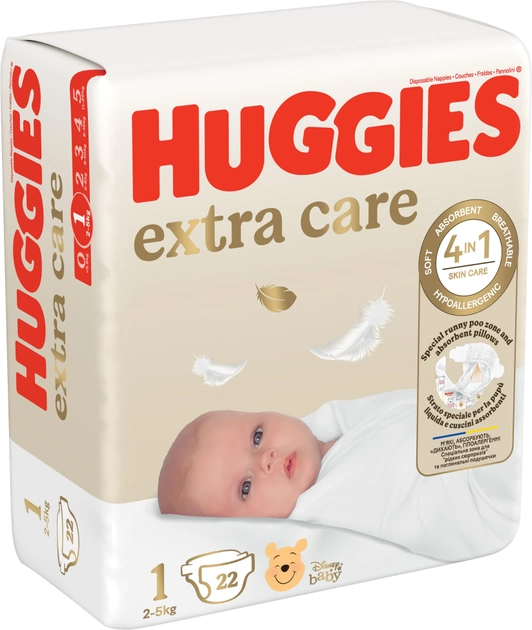 Подгузники Huggies Extra Care 1 2-5 кг 22 шт фото