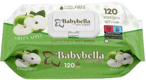 Вологі серветки Babybella Soft&thick Яблуко 120шт фото