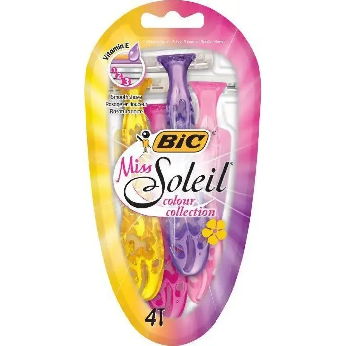 Набор одноразовых станков для бритья BiC Miss Soleil colour collection, 4 шт фото