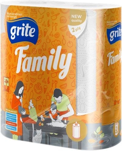 Паперові рушники Grite Family 2 шари 83 відриви 2 рулони фото