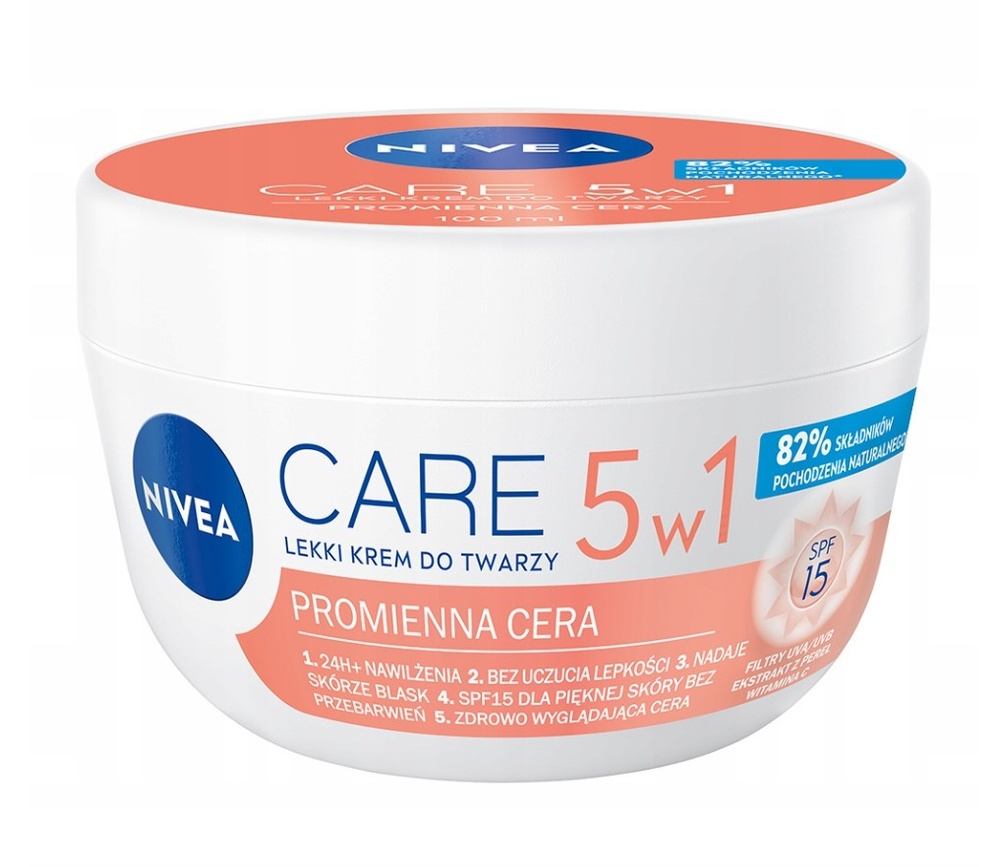 Легкий крем для лица Nivea Care 5в1 сияющая кожа 100мл фото