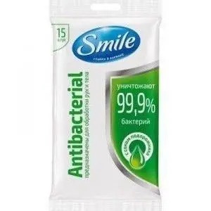 Вологі серветки Smile Antibacterial з соком подорожника 15 шт фото