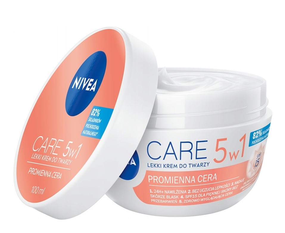 Легкий крем для лица Nivea Care 5в1 сияющая кожа 100мл фото