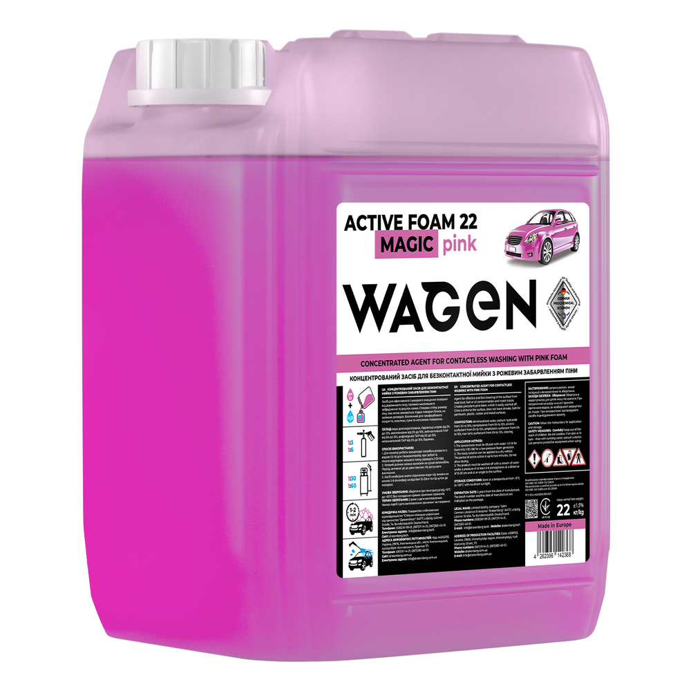 Концентрований засіб для безконтактної мийки WAGEN “ACTIVE FOAM 22 MAGIC PINK”, 22 кг фото