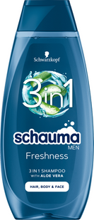 Шампунь для чоловіків Schauma Men 3 в 1 Свіжість з алое вера для волосся, тіла та обличчя 400 мл фото
