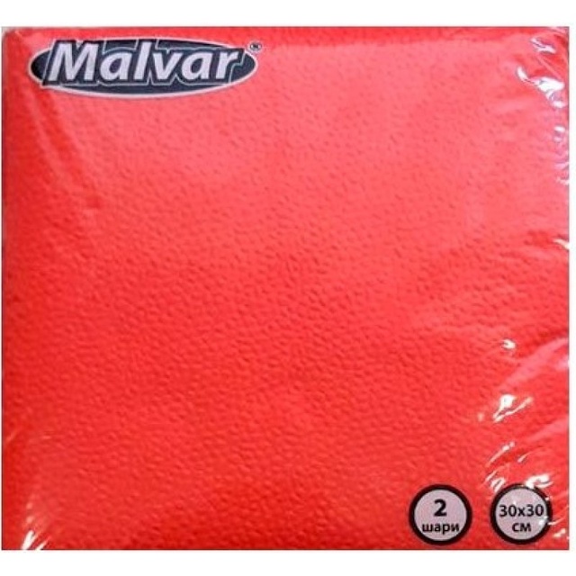 Серветка Malvar червона 30*30 см 2-ох шарові 40 шт фото