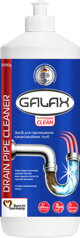 Средство для прочистки канализационных труб "Galax das PowerClean" 1л фото