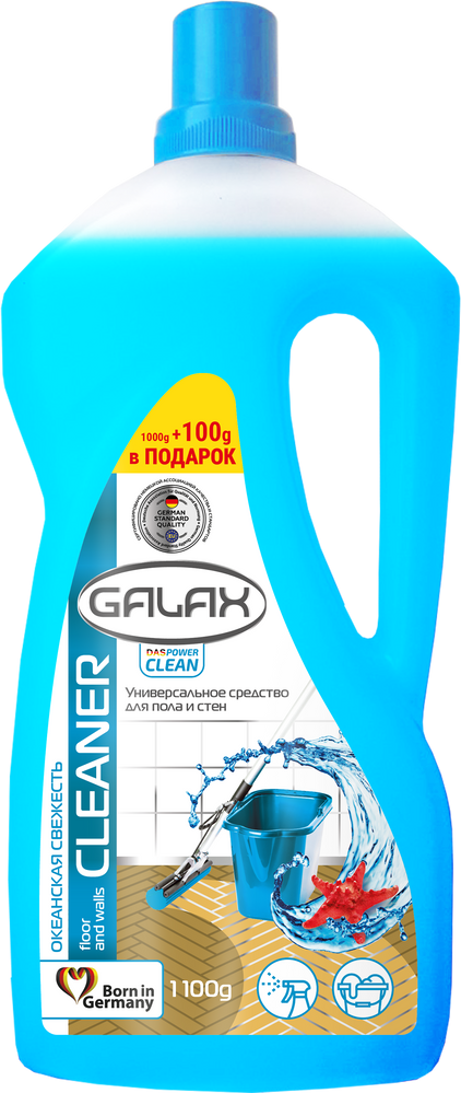 Универсальное средство для пола и стен Galax das Power Clean Океанская свежесть 1100г фото