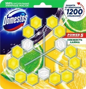 Туалетный блок для унитаза Domestos Power 5 Свежесть лайма 3 х 55 г фото