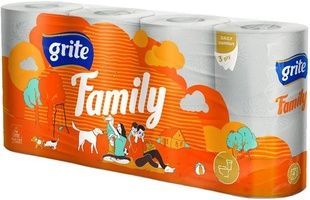 Туалетний папір Grite Family 150 відривів 3 шари 8 рулонів фото