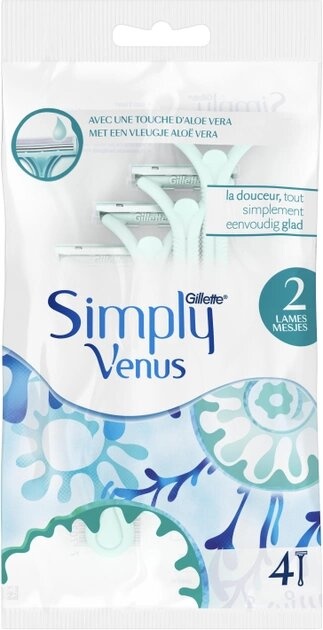 Одноразовые станки для бритья женские Simply Venus 2 4 шт фото