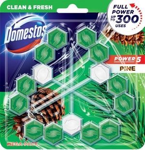Туалетный блок для унитаза Domestos Power 5 Свежесть хвои 3 х 55 г фото