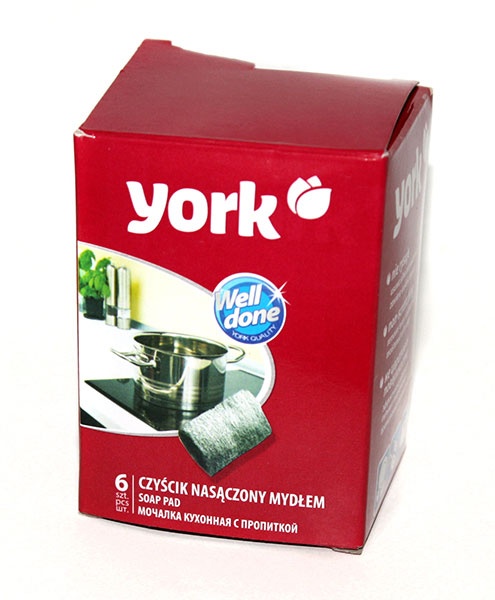 Губка для кухні YORK просочена милом, 6 штук в упаковці 005010 фото