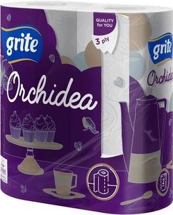 Бумажные полотенца Grite Orchidea 3 слоя 65 отрывов 2 рулона фото