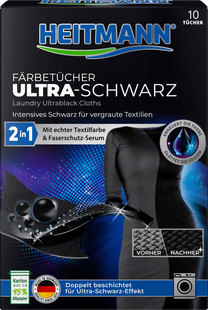 Салфетки для стирки черного белья Heitmann Ultra Schwarz 2in1, 10 шт. фото