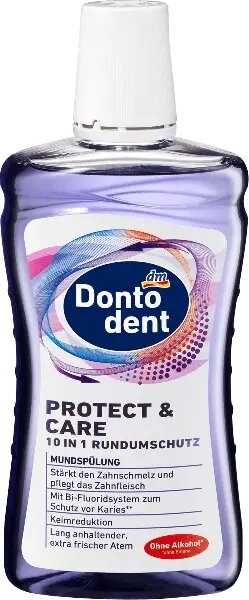 Ополаскиватель для полости рта Dontodent Protect & Care 10 in1 Rundumschutz 500 мл фото