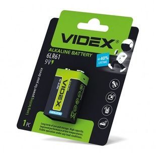 Лужна (алкалінова) батарейка Videx 6LR61 / 9V Крона фото