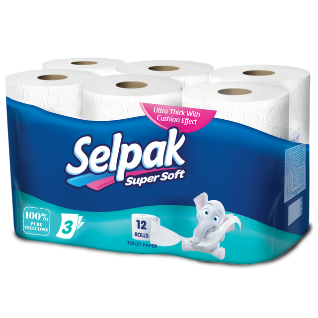 Туалетний папір Selpak Super Soft 3 шари 12 рулонів фото