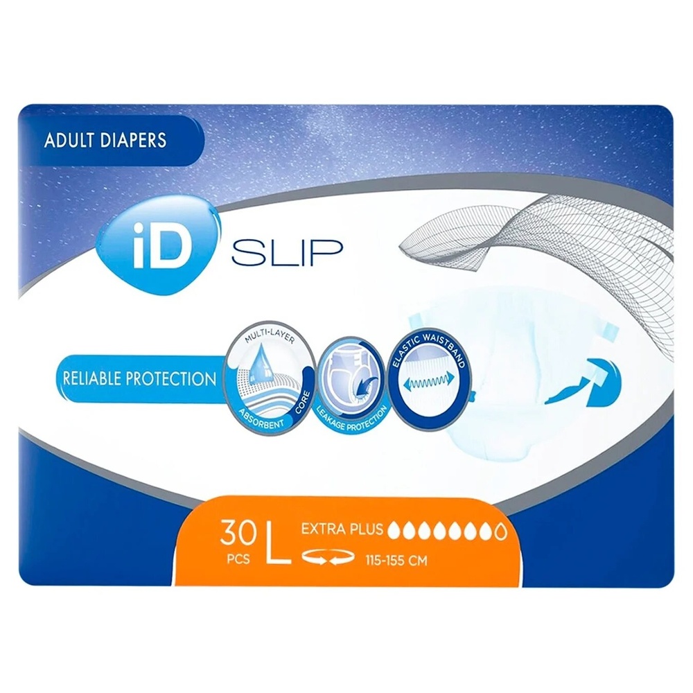 Підгузники для дорослих iD Expert Slip Extra Plus L 115-155 см 30 шт фото