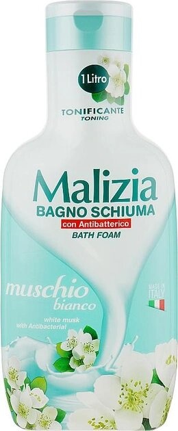 Гель-піна для душу та ванни Malizia Bath Foam White Musk with Antibacterial Білий мускус 1 л фото