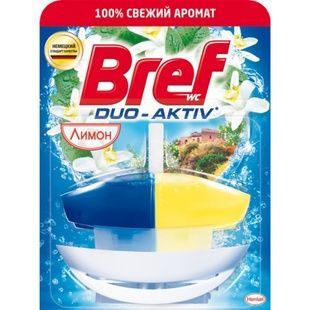 Рідкий туалетний блок з кошиком Bref Дуо-Актив Лимон 50 мл фото