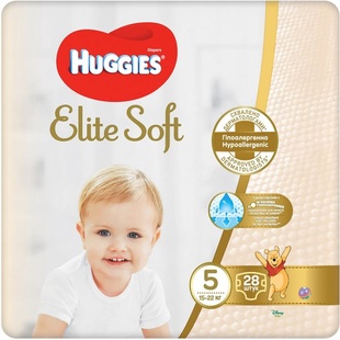 Підгузки Huggies Elite Soft Jumbo 5 12-22 кг 28 шт. фото