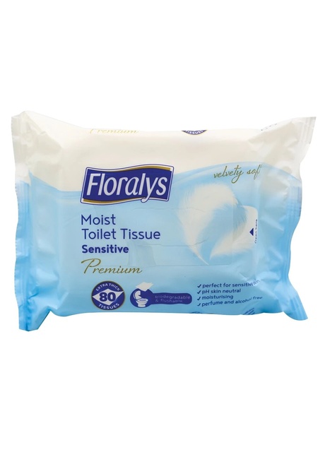 Вологий туалетний папір Floralys Premium Sensitive 80 шт фото