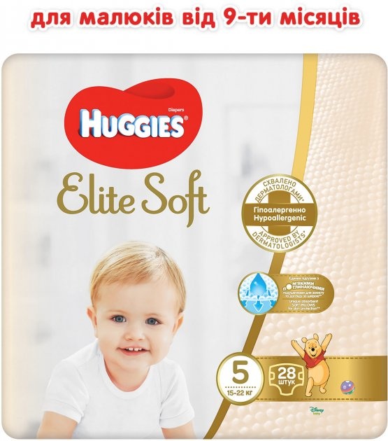 Підгузки Huggies Elite Soft Jumbo 5 12-22 кг 28 шт. фото