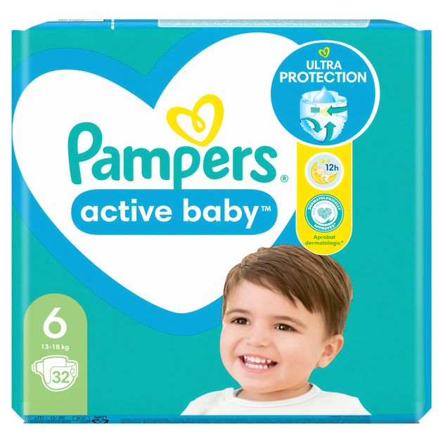 Подгузники Pampers Active Baby Размер 6 (13-18 кг) 32 шт фото