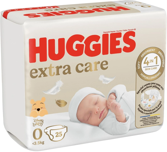 Подгузники Huggies Extra Care 0 3.5 кг 25 шт фото