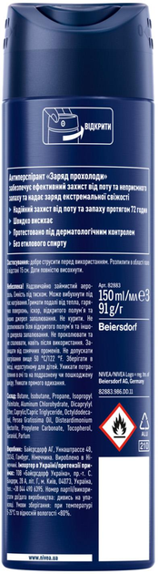 Антиперспирант NIVEA MEN Заряд прохлады 150 мл фото