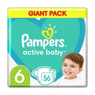 Подгузники Pampers Active Baby Размер 6 (15+ кг), 56 шт фото