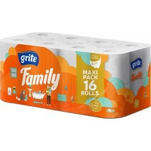 Туалетний папір Grite Family Decor Жовтий 150 відривів 3 шари 16 рулонів фото