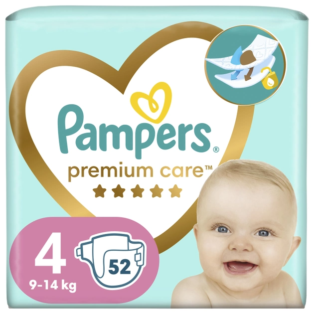 Подгузники Pampers Premium Care Размер 4 (9-14 кг) 52 шт фото